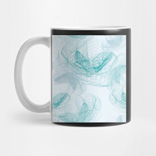 Feathery rose lotus pattern turquoise, teal and aqua Mug